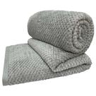 Cobertor Queen Popcorn Manta Flannel Extra Macia - tecido na cor Cinza