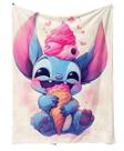 Cobertor SANMU Flannel Soft Anime Stitch Eating Ice Cream