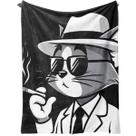 Cobertor SANMU Gentleman Cat Print em fibra de poliéster 300g