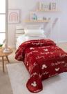 Cobertor Solteiro Raschel 1,50x2,00m Mickey e Minnie Cor Vermelho Jolitex