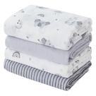 Cobertor Swaddle Blanket Softan, pacote com 4, 120x120 cm, elefante cinza