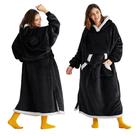 Cobertor vestível com capuz Bedsure Oversize Sherpa Fleece Black