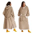 Cobertor vestível com capuz Bedsure para adultos, padrão bege Cobertor vestível com capuz Bedsure para adultos, padrão bege