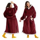 Cobertor vestível com capuz feminino Bedsure Long Sherpa Burgundy