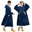 Cobertor vestível com capuz feminino Bedsure Long Sherpa Navy