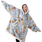 Cobertor vestível com capuz Giggling Getup Grey Cat Sherpa