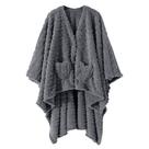Cobertor vestível Mowkim Sherpa Fleece Shawl com bolsos cinza