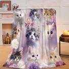 Cobertor Wosabee Kawaii Cat Soft Pelush Fleece Animal 100x125cm