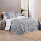 Cobre Leito Austin King 03 Peças Micropercal 200 Fios Dupla Face Estampa Grid.