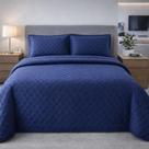 Cobre Leito Balle Casal Queen 3 peças Colcha Cama Azul