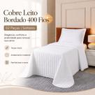 Cobre Leito Bordado 400 Fios Matelado 2 Peças Solteiro Branco