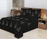 Cobre Leito Bordado Nossa Senhora Casal Padrão 03 Peças Preto