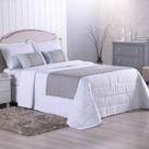 Cobre Leito Branco + Kit Peseira Matelado Copacabana Percal 300 Fios King 08 Peças 100% Poliéster - Branco/Cinza