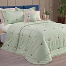 Cobre Leito Button Queen Bordado 7pç 100% Poliéster - Verde Cobre Leito Button Queen Bordado 7pç 100% Poliéster - Verde