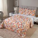 Cobre Leito Casal Estampado 300 Fios Matelado com Porta Travesseiro 3 Peças Luna Cor:Âmbar