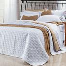 Cobre Leito Casal King Carrara 03 Peças - Branco / Bege