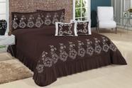 Cobre Leito Casal Queen Amore 07 Peças Bordado - Marrom Cobre Leito Casal Queen Amore 07 Peças Bordado - Marrom