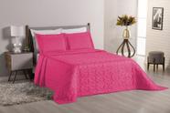 Cobre leito casal queen size bordado de coração super delicado pink 3 peças