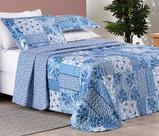 Cobre Leito Colcha Bouti Casal Dupla Face Estampado 3 Peças