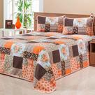 Cobre Leito Colcha Casal Queen 03 Peças Tecido Piquet Estampado Xadrez