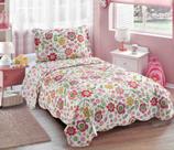 Cobre Leito Colcha Dupla Face Solteiro Infantil Evolution Patchwort Camesa Várias Estampas