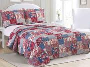 Cobre Leito Colcha King Size Dupla Face Evolution Patchwork Estampada Camesa