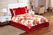 Cobre leito isabela casal 3 pecas - floral vermelho Cobre leito isabela casal 3 pecas - floral vermelho