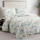 Cobre Leito King Dupla Face Estampado 03 Peças Toque Macio Evolution Floral Primavera Azul
