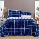 Cobre Leito King Dupla Face Grid Micro Percal 200 Fios Austin 3 Pçs
