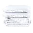 Cobre Leito King Micropercal 200 Fios Com Babado Malvinni Branco - 3 Peças