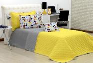 Cobre leito Mickey Solteiro Dupla Face Amarelo E Cinza 03 Pçs