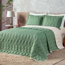 Cobre Leito Queen Amarilis Dupla Face Bordada 5 Peças - Verde - Micropercal 100% Poliester