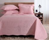 Cobre Leito Realce Queen Liso Dupla Face Colcha 3 Peças Matelada