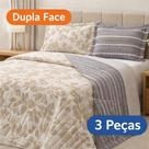 Cobreleito Colcha Dupla Face 3 Peças Casal Estampado Com Porta Travesseiro