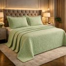 Cobreleito Queen Size Algodão Eternity 03 Peças Elegante BORDALE Cor:VERDE