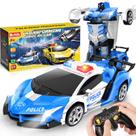 Coche de Control Remoto Britik Transform 1:18 Escala Policía Azul