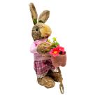 Coelha Decorativa Páscoa Bicicleta com Flores em Palha 26cm