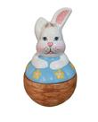 Coelho de Ceramica Pote de bombom Azul Decoração Mesa Pascoa - Decore Casa