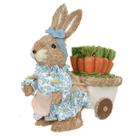 Coelho De Páscoa Decorativo Fem Com Carroça De Cenoura Palha