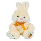 Coelho De Pelúcia Com Lacinho Cenoura No Pé 23cms - Creme