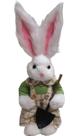 Coelho Fêmea 33cm Branco De Pascoa Decoração Enfeite Verde Ovos Coelhinho Enfeite Tecido Ovo Pelucia Cesta