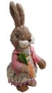 Coelho Fêmea 33cm De Palha Pascoa Decoração Enfeite Ovos Coelhinho Enfeite Tecido Ovo Pelucia Cesta