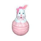 Coelho Pote de Bombom de Ceramica Decoração Pascoa Rosa bebe