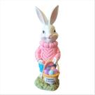 Coelho Rosa Com Cesta De Ovos Happy Easter Resina Decoração Páscoa Coelho Rosa Com Cesta De Ovos Happy Easter Resina Decoração Páscoa