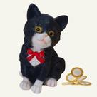 Cofre Gatinho Decorativo de Gesso Porta Moedas Fofo nas Cores Cinza, Preto, Amarelo e Branco
