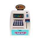 Cofrinho ATM para crianças em plástico branco 16x9x25cm