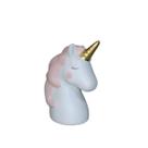Cofrinho decorado unicornio Ceramica Crina Rosa com Gliter