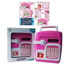 Cofrinho infantil eletronico digital com senha teclado e biometria automatica moedas nota rosa