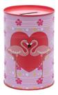 Cofrinho P/ Moedas Decorativo Caixa de Dinheiro Metal Cofre Flamingo