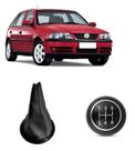 Coifa Cambio Napa Preta Manopla Aro Cromado GOL G3 2000 2005